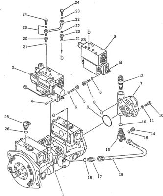 708-23-04014 PC100-5 120-5 150-5 Conjunto de bomba hidráulica (HPV55+55) Partes Komatsu