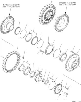 Comatsu Bulldozer D375A-3D Viagem de montagem Final Drive 195-27-00414 195-27-00542 195-27-00552 195-27-00406 195-27-00405