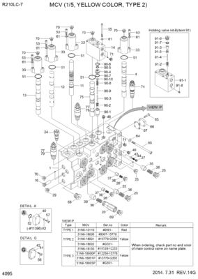 Partes de máquinas de construção hidráulica válvula de controle principal para Hyundai R210LC7 R210LC7H R215LC7 RD210-7 RD220-7 Excavadora
